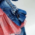 thumbnail image 5 of Peacolate Spring Autumn Infant Baby Girl Denim Clothing Sets 3 pcs Long Sleeve T-Shirt Denim Jacket and Jeans Trousers Pants,Orange,6-12Months, 5 of 5