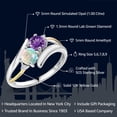 thumbnail image 2 of Gem Stone King 1.00 Cttw Purple Amethyst White Simulated Opal and Lab Grown Diamond Ring for Women | 925 Sterling Silver and 10K Yellow Gold | Wedding Engagement Anniversary Promise Ring | Size 8, 2 of 5