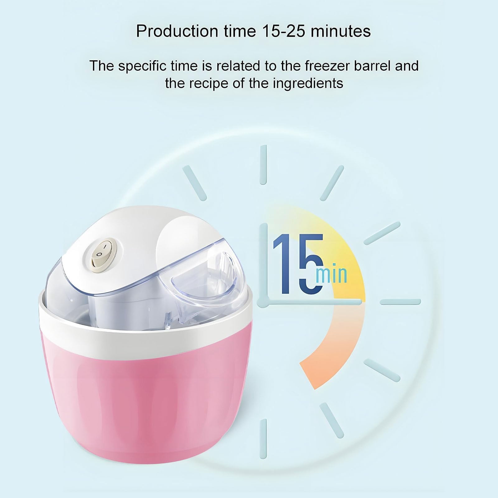 Small Home Mini Ice Cream Maker, 17oz Electric Homemade Ice Cream Machine With 15 Min Fast Making, One Touch Operation, Easy To Clean For Family Dorms