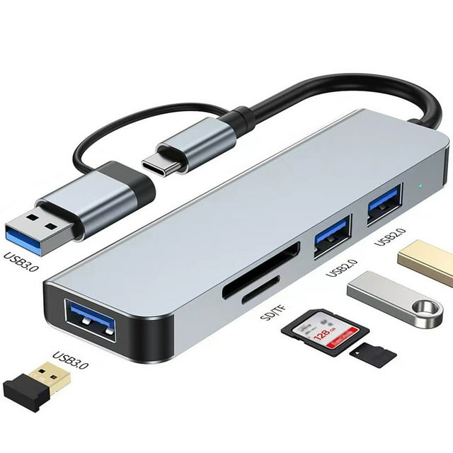NARABB USB Hub-in-1 Hub USB3.0 One-drag-four Notebook Mobile Phone Tablet Type-c/USB-interface Splitter USB Extension Directly Identifies SD Card And TF-card