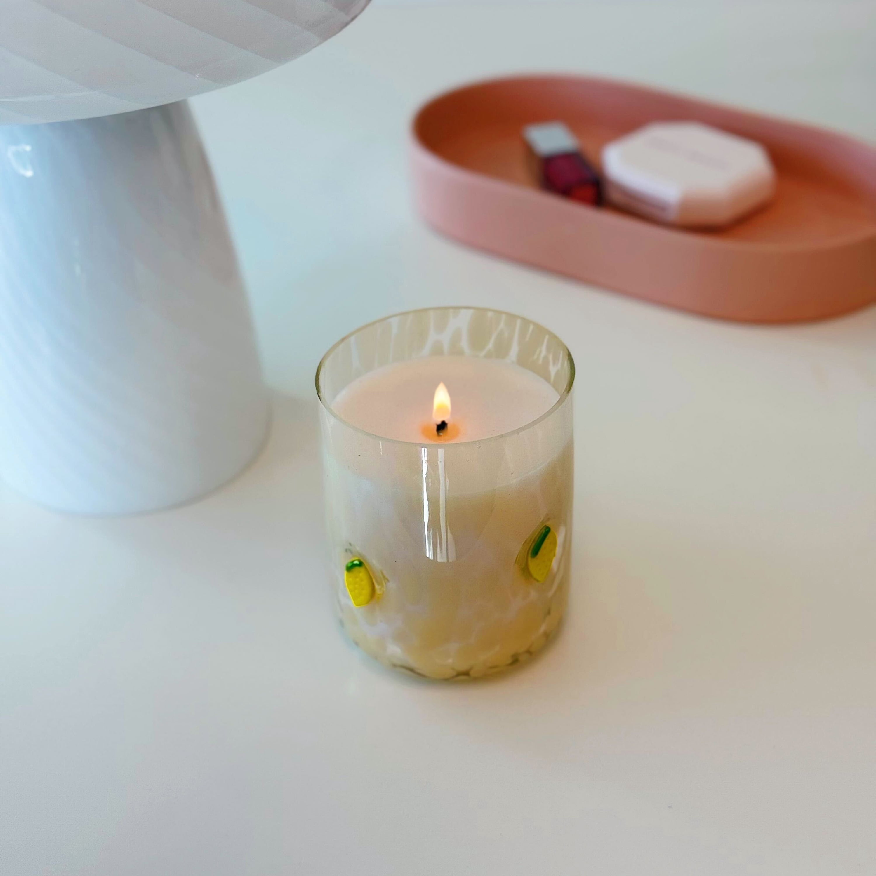 Mainstays 1-Wick Art Glass Scented Jar Candle, Sweet Sugared Lemon, 8.5 oz.