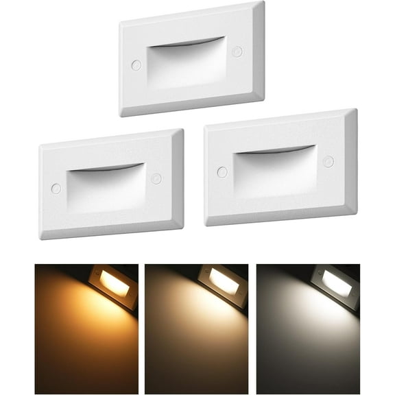 Step Lights 3-Pack Rectangular White Adjustable Color Temperature