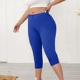 thumbnail image 4 of Women's Plus Size Capri Leggings High Waist Stretchy Workout Yoga Pants Casual Breathable Athletic Capri Trousers 2026 Blue XXXL, 4 of 7