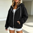 thumbnail image 5 of Staron Hoodies for Women Zip Up Hooded Soft Casual Comfy Loose Long Sleeve Solid Basic Fleece Jacket Coat Black S, 5 of 7