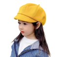 thumbnail image 2 of Skymirror Children Beret Short Brim Vintage Solid Color Newsboy Cap Warm Autumn Winter Cap Girls Octagonal Cap Daily Outdoor Activities Headwear, 2 of 7