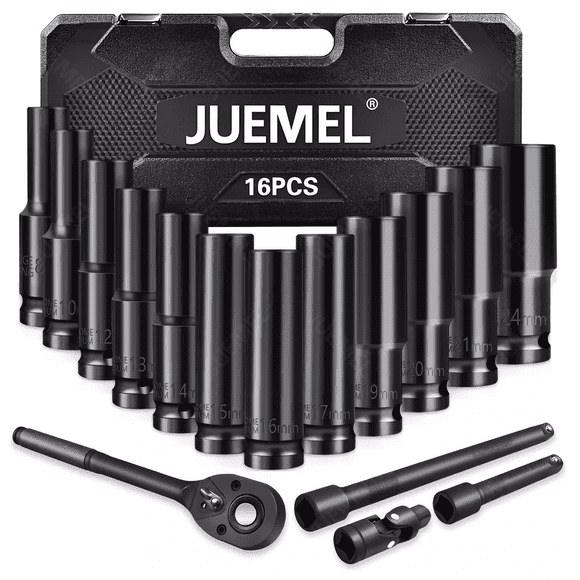 Juego De Datos Alto Impacto De Aire De 1/2 Juemel 17 Piezas Negro