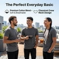 thumbnail image 5 of BILLIONHATS 3 Pack Men's Solid Colors Cotton T-Shirts Short Sleeve Lightweight Tees, Bulk (Large, Charcoal, l), 5 of 7