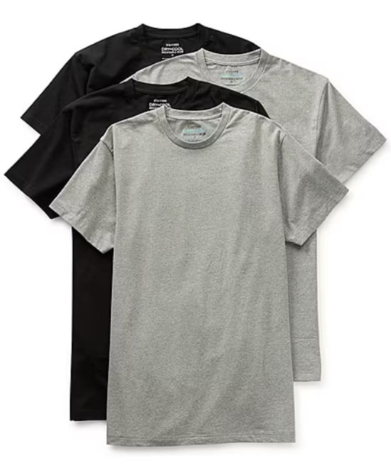 Stafford Dry + Cool Breathable Mesh Mens 4 Pack Short Sleeve Crew Neck Moisture Wicking T-Shirt Tall Black/Gray