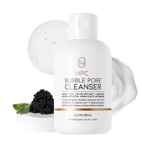 La Noubelle MPC Bubble Pore Cleanser Limpiador profundo suave con caviar Elimina maquillaje y minimizador de poros de puntos negros Hidrata y nutre Cuidado de la piel coreano: Exfoliante de lavado fac
