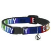 Buckle-Down Cat Collar, Breakaway Collar with Bell, Equality Blocks Rainbow Blue White, 8.5 to 12 Inches 0.5 Inch Wide