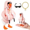 thumbnail image 4 of BingTong Desk Mini Goose Hoodie Costume,Goose Hoodie with Sunglasses & Gold Chain Decor,Goose Outfit for 7 Inch Tabletop Figurine Clothes,2-Pink, 4 of 9