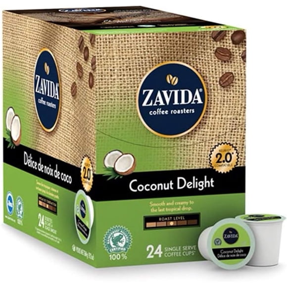 Zavida Coconut Delight Single Serve Coffee Capsule, Compatible with Keurig K-Cup Brewers, 24-Count