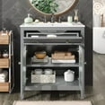 thumbnail image 2 of 30 Inch Bathroom Vanity with Ceramic Sink, Modern Freestanding Vanity with Adjustable Shelf, Tip-Out Tray, Solid Wood Legs for Small Bathroom Storage, Gray, 2 of 10
