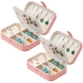thumbnail image 1 of Set de 2 Joyeros Bluelander, Alajero Organizador para Anillos, Collares, Relojes, Pulseras y Aretes, Impermeable de Cuero, Interior de Terciopelo, Rosa, 1 of 5
