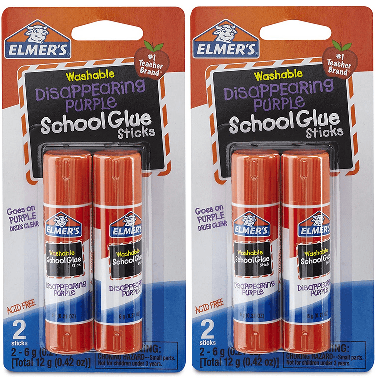 Elmer's Disappearing Purple School Glue Sticks, 0.21 oz 2 PACKS OF 2 4 TOTAL