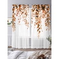 thumbnail image 3 of Orange Eucalyptus Sheer Curtains 84 Inch Length 2 Panels Set, Fall Weeping Botanical Leaf Watercolor Voile Window Treatment Rod Pocket Curtains Sheers Drapes for Bedroom/Living Room/Kitchen 52"x84"x2, 3 of 7