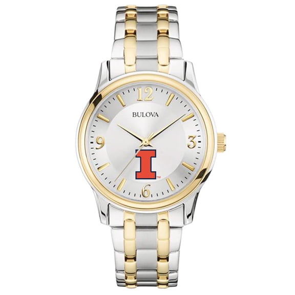 Bulova Silver/Gold Illinois Fighting Illini Classic Two-Tone Round Watch
