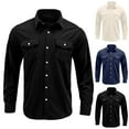 thumbnail image 4 of Bwdbhd Men's Cotton Lightweight Jackets Mens Shacket Long Sleeve Shirt Jacket with Pockets Lightweight Overshirt Navy,3XL, 4 of 5
