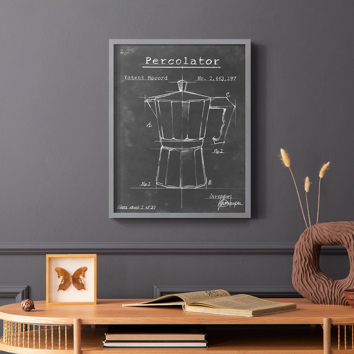 Morning Routine VI Framed Print in Gray Solid Wood Framed Print No Nail Hanging