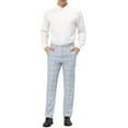 thumbnail image 2 of INSPIRE CHIC Men's Plaid Dress Pants Regular Fit Flat Front Checked Trousers Gray Blue 32, 2 of 6