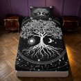 thumbnail image 4 of Homewish Hippie Tree of Life Twin Sheets, Cosmos Stars Moon Sun Bedding, White Black, 3-Piece, 1 Flat Sheet, 1 Fitted Sheet and 1 Pillowcase, 4 of 6