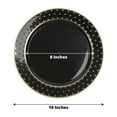 thumbnail image 3 of Efavormart 10 Pack | 10" Black / Gold 3D Round Plastic Appetizer Salad Plates, Disposable Dessert Plates With 3D Polka Dotted Rim, 3 of 11