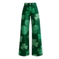 thumbnail image 4 of FAOWME Womens Casual Pants High Waist Wide Leg Straight Fit Comfortable Stylish Soft Trousers With Pockets For Patrick's Day,Green,M, 4 of 4