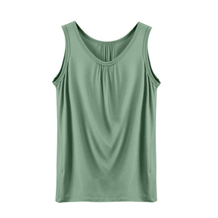 Holzkary Women s Summer Sleeveless Pleated Loose Fit Tunic Blouses Casual Tank Tops Women s Spring and Summer Camisole Loose Pleated Home Top Sleeveless Inner T Shirt Base Shirt Army Green 4Xl
