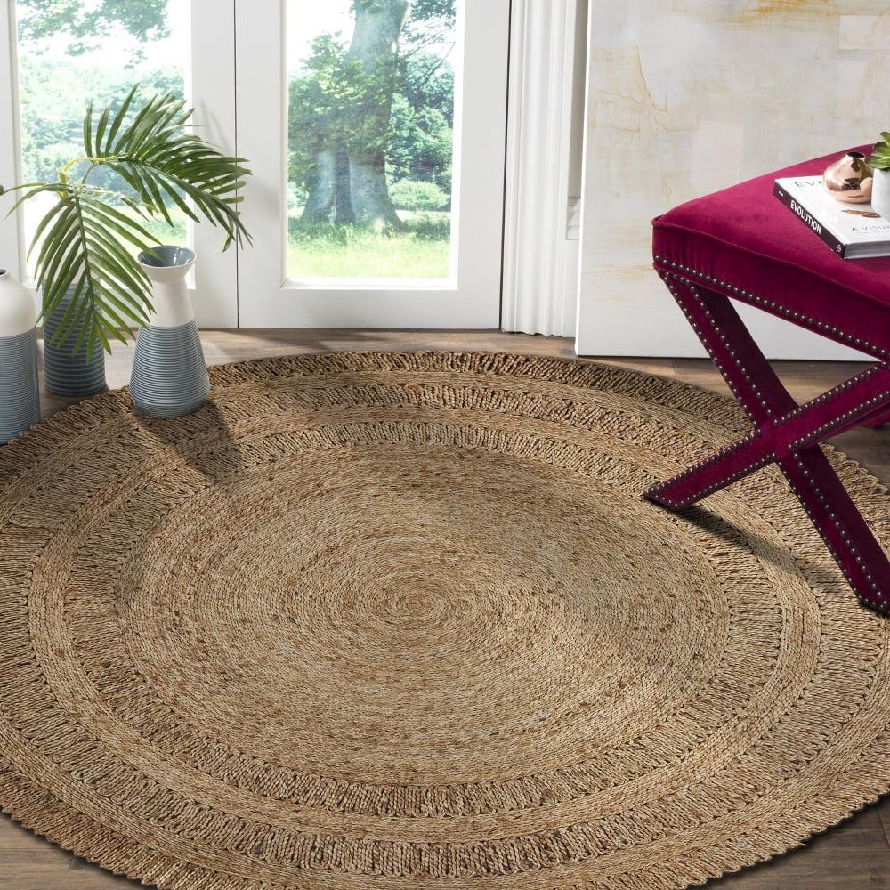 LR Home Natural Jute Gray Round 6 ft x 6 ft Dandelion Daydream Indoor