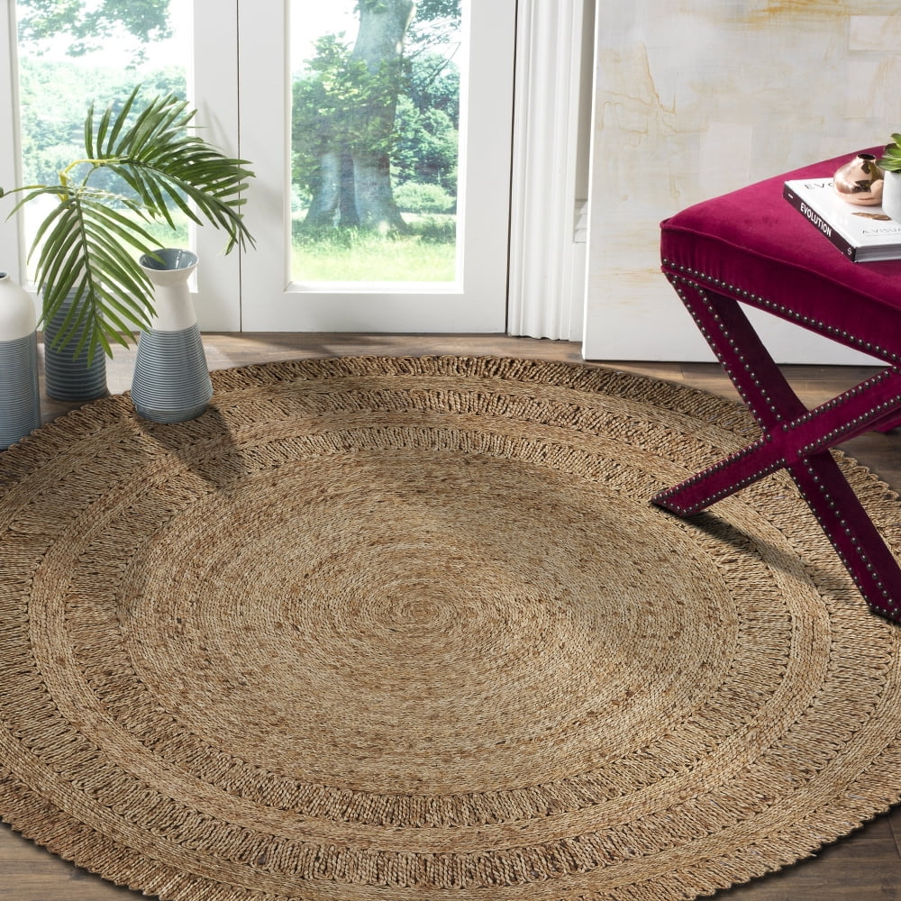 LR Home Natural Jute Gray Round 6 ft x 6 ft Dandelion Daydream Indoor ...