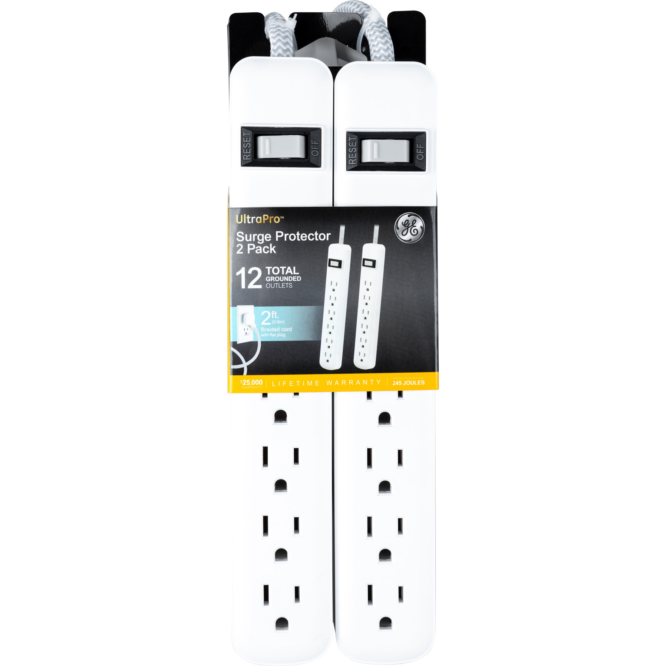 GE Surge Protector Power Strip 2-Pack with 3 Ft Braided Cord photo 2