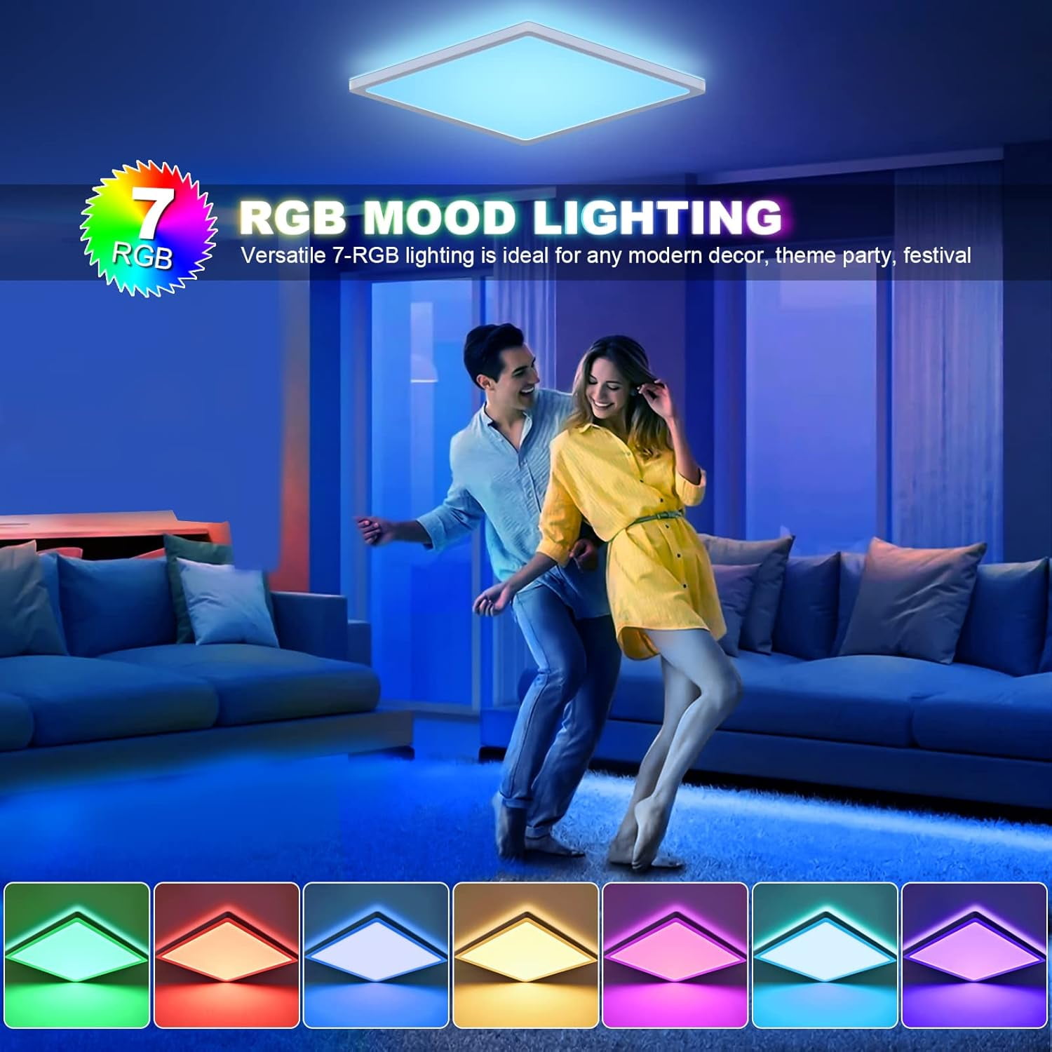 12Inch LED Flush Mount Ceiling Light Dimmable with Remote Control, 24W 2400lm 3000K-6500K LED Ceiling Light Fixture Dimmable, Led Ceiling Lamp for Living Room, Bedroom, Kitchen, Laundry Room