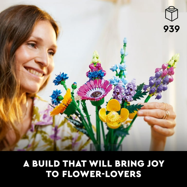 LEGO Icons Wildflower Bouquet Set - Artificial Flowers for