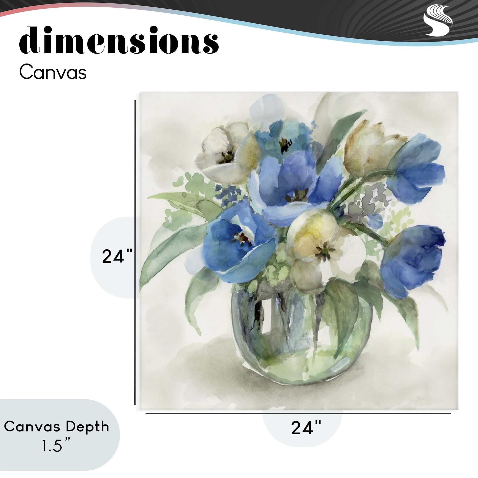 Stupell Industries Blue Tulip Watercolor Bouquet Canvas Wall Art, design by Nan