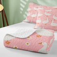 thumbnail image 4 of Erosebridal Goose Quilt King for Girls, Pink Daisies King Coverlet Set, 3-Piece 1 Bedspread and 2 Pillowcases, 4 of 7