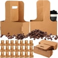 thumbnail image 1 of Portavasos para 2 tazas Portavasos con asa Portavasos desechable Portavasos de papel con asa Portavasos para exteriores Portavasos de café Dispensador de alimentos para restaurante (50 bolsas), 1 of 5