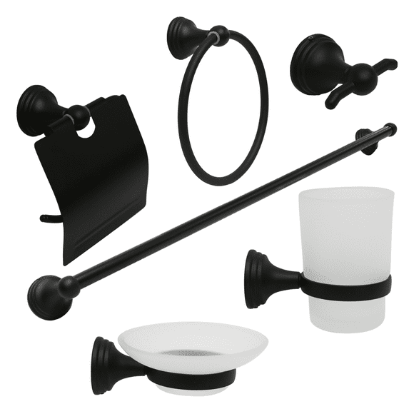 Juego de accesorios para baño negro mate