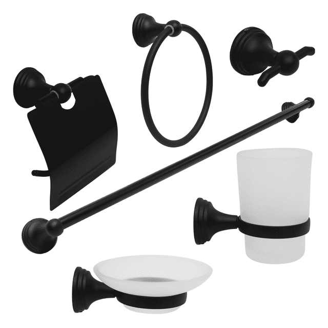 Juego de accesorios para baño negro mate