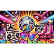 Highcool Retro Party Decor Banner, 80s Pattern Background for Events, Party Sign, 71x43 Inch, Indoor Hanging