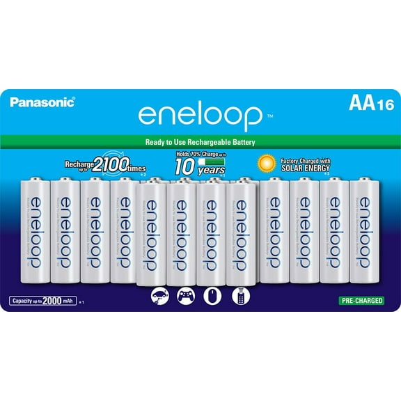 Panasonic BK-3MCCA16BA eneloop AA 2100 Cycle Ni-MH Pre-Charged Rechargeable Batteries, 1