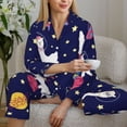 thumbnail image 6 of Picia Lama in Space Pattern Women’s Long-Sleeve Sleepwear Set - Soft 2-Piece Loungewear with Pockets, Comfy PJs for Relaxing Nights-Small, 6 of 7