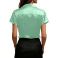 thumbnail image 6 of Horkkom Silk Blouse for Women Summer V Neck Short Sleeve Blouses Loose Casual Satin Tops M, 6 of 9