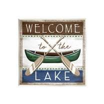 Stupell Industries Rustic Lake Welcome Canoe Sign Graphic Art Unframed Art Print Wall Art, Design by Elizabeth Tyndall