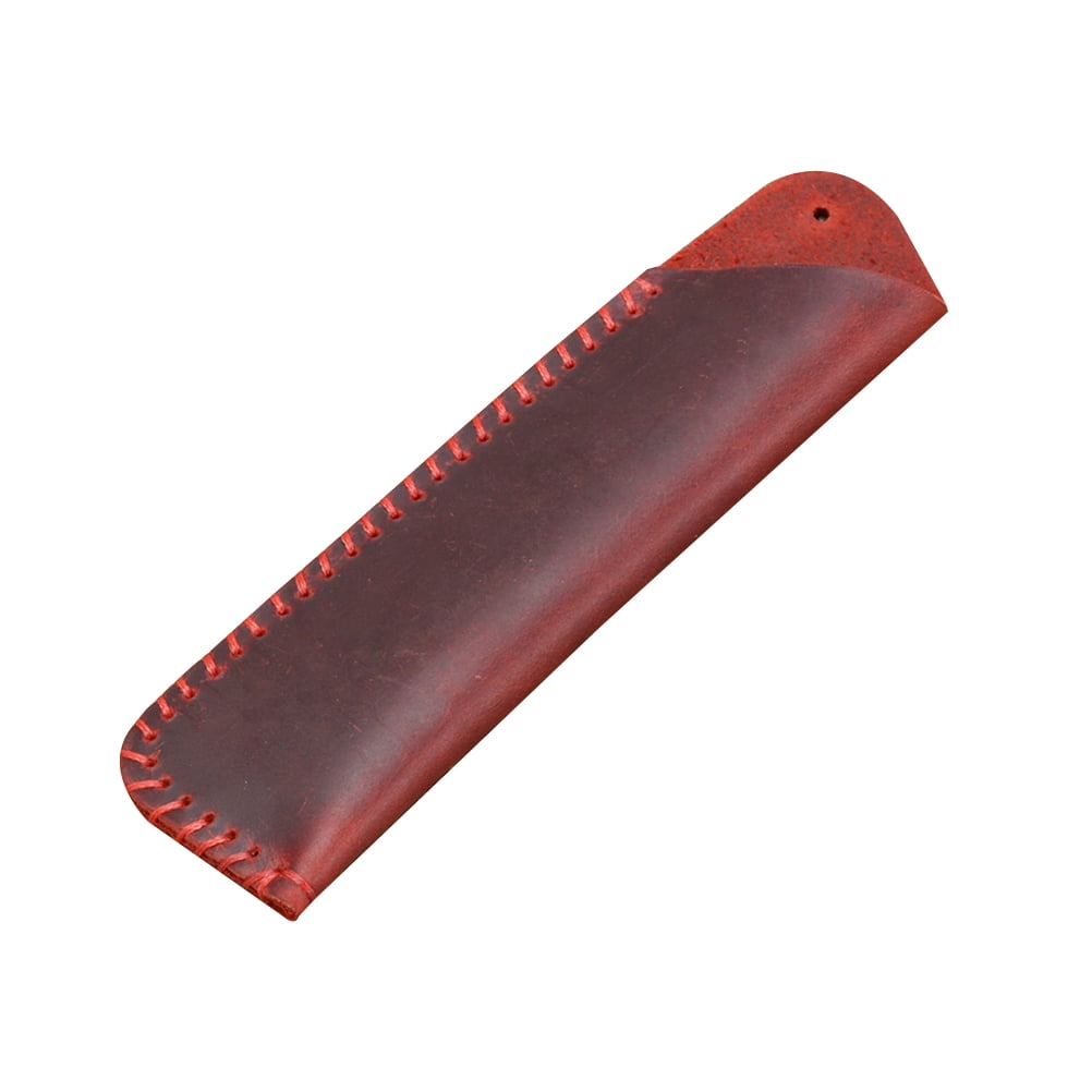Personality Leather Pen Cover Vintage Pen Case Holder Fashion Pens Pouch Protective Pen Bag for Home School Office (Red)