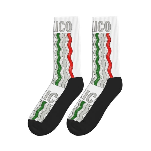 Women's Men's Mexico-America Flag Novelty Athletic Socks Casual Crew Socks