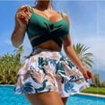 thumbnail image 6 of Fesfesfes Women's Printed Straped Bikini Set Three Pieces Swimsuit Thong Bottom Bikini Set with Skirts Beachwear Gifts for Her, 6 of 6