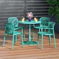 thumbnail image 3 of WestinTrends Playa 5-Piece Outdoor Indoor Metal Patio Dining Table Set With Stackable Patio Arm Chairs, Turquoise, 3 of 16