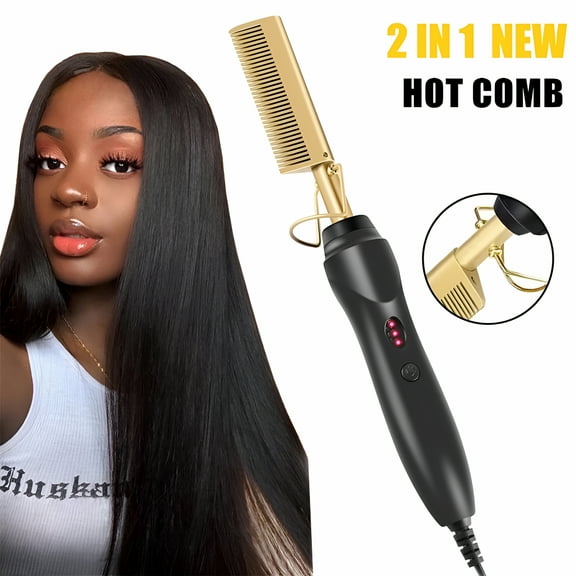 HIBIBUD Electric Straightening Comb with Heat Hair Straightening Brush Hair Straightener