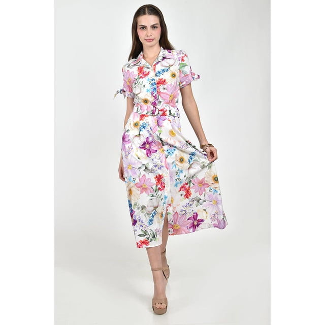 Vestido floral con cinto Roman Fashion /Juvenil, 125 (Multicolor) multicolor M