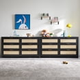 thumbnail image 4 of SICOTAS 56.85" 6 Drawer Tall Dressers Set of 2,Rattan Dresser with Large Storage Space Boho Dressers & Chests of Drawer Wooden Dressers for Bedroom,Black Oak, 4 of 6
